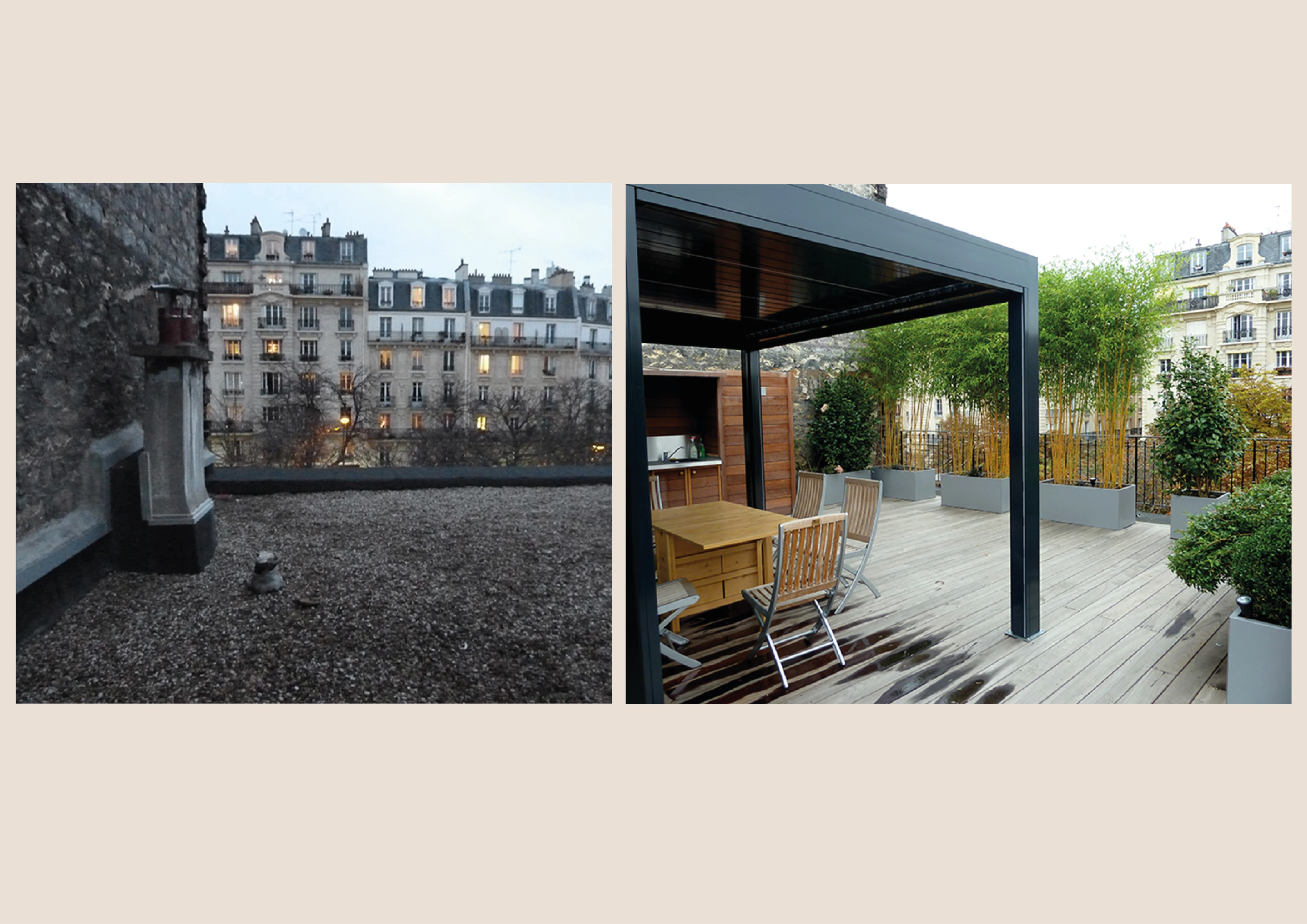 Jardiniere sur mesure metal avec bambous